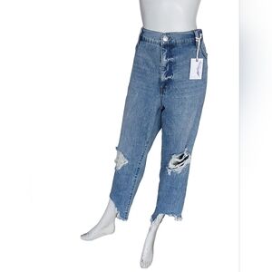 Jessica Simpson Harmony Distressed High Rise Slim‎ Straigh Blue Jeans Size 16w